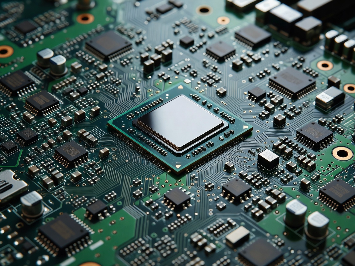 Close-up of laptop motherboard featuring modern multi-core central processing unit and circuitry